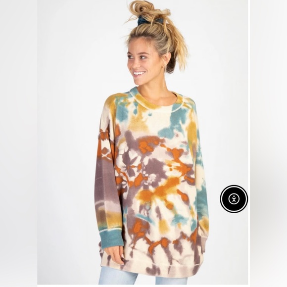 NATURAL LIFE Sweaters - NATURAL LIFE Multicolor Tie-Dye Crew Neck Sweater
